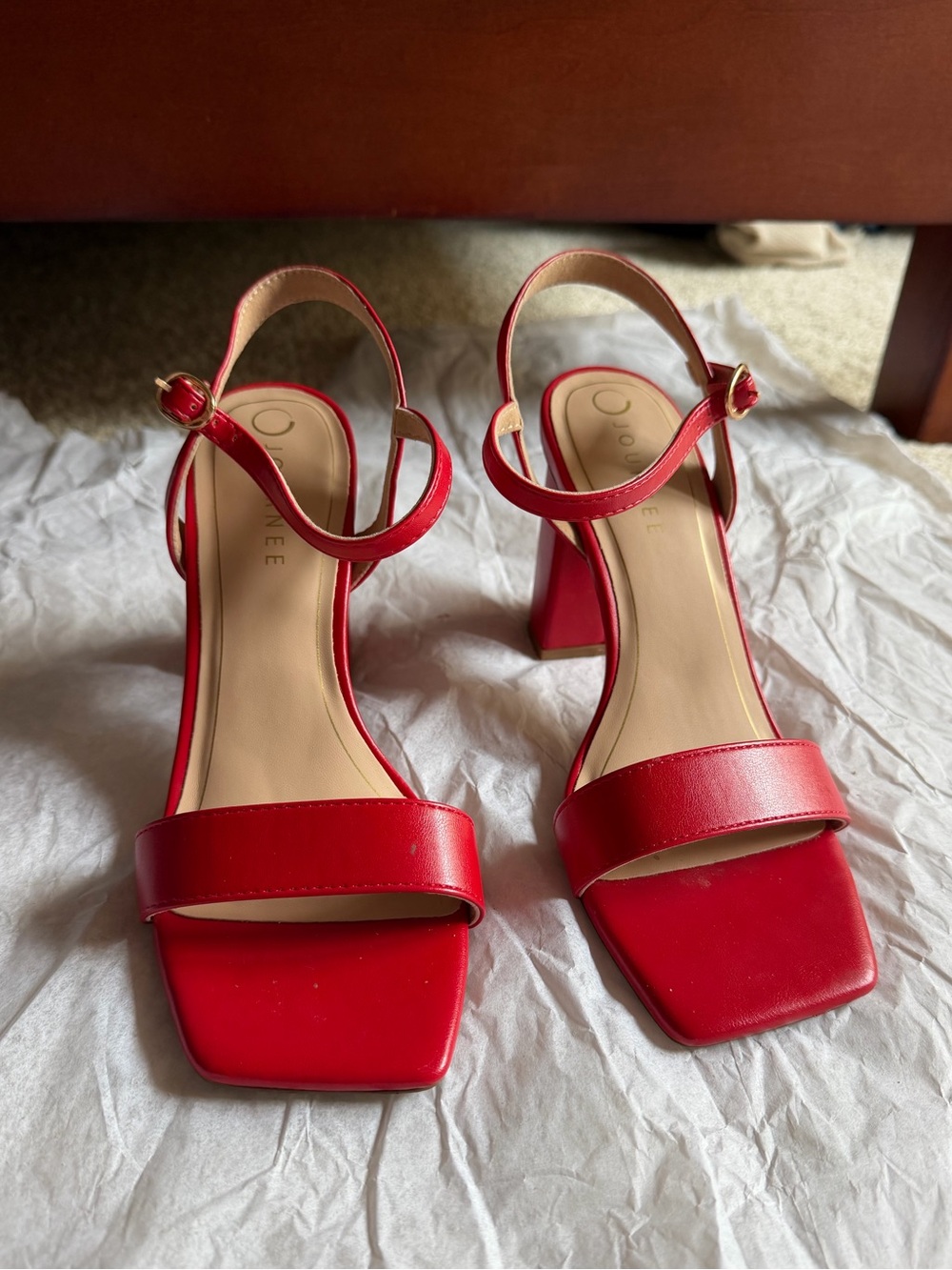 Red Block Heels